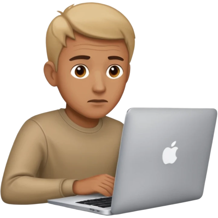 a man behind mackbook emoji