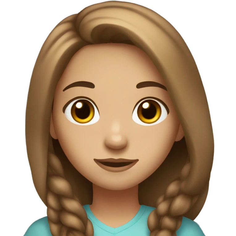 A girl with long brown hair, black eyes and long eyelashes, dark brown eyes emoji