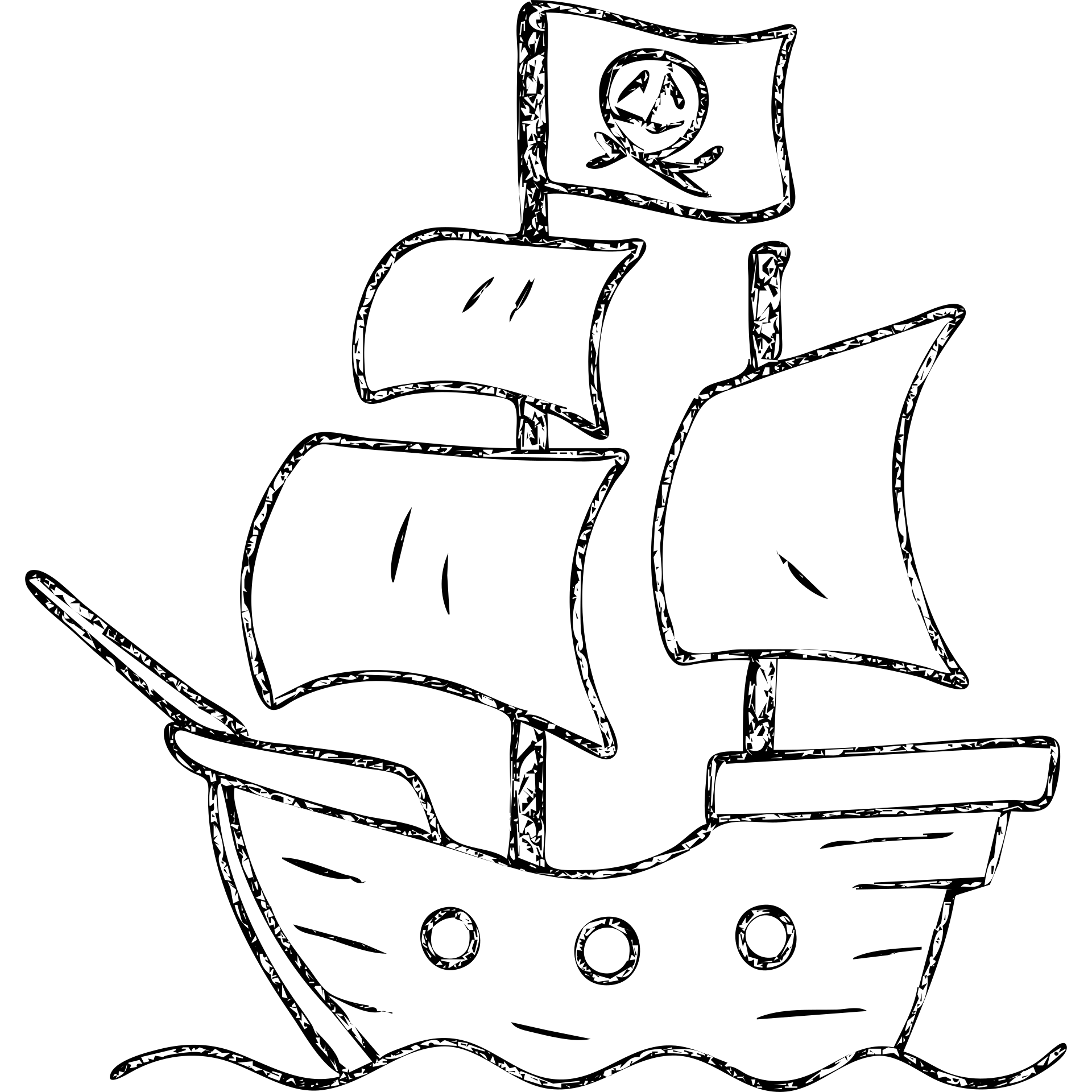 hand drawn outlined pirate ship icon emoji