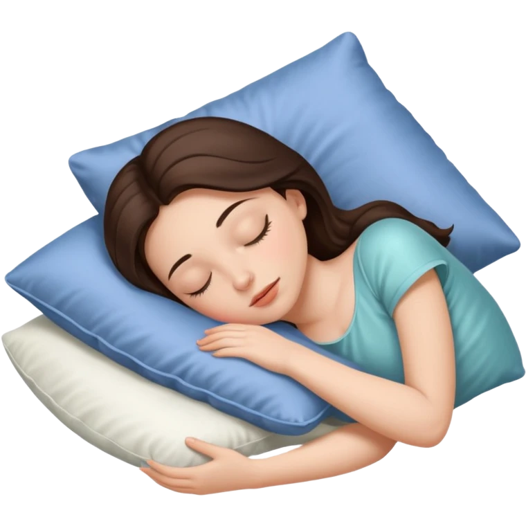 Emoji sleeping beauty brunette white girl with a silk pillow emoji
