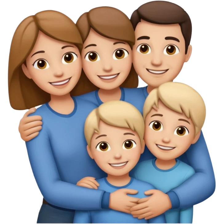 family of 5 hugging each other emoji