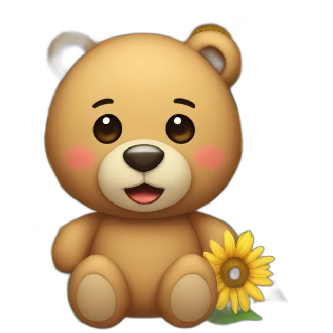 Teddy bear plush with sun flowers emoji