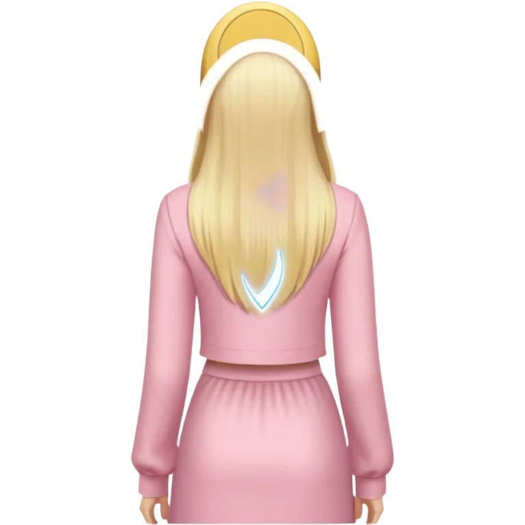 close up back view of long blonde hair and light pink clothes emoji
