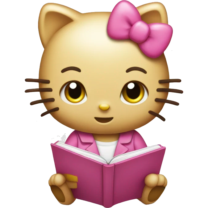 Cute hello kitty studying on ipad emoji