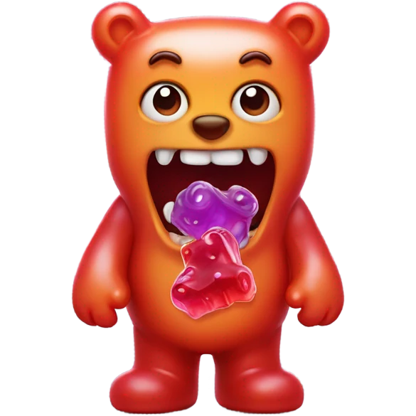 Gummy bear with a monster  emoji