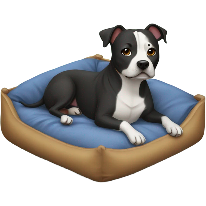 Staffie dog in small bed emoji