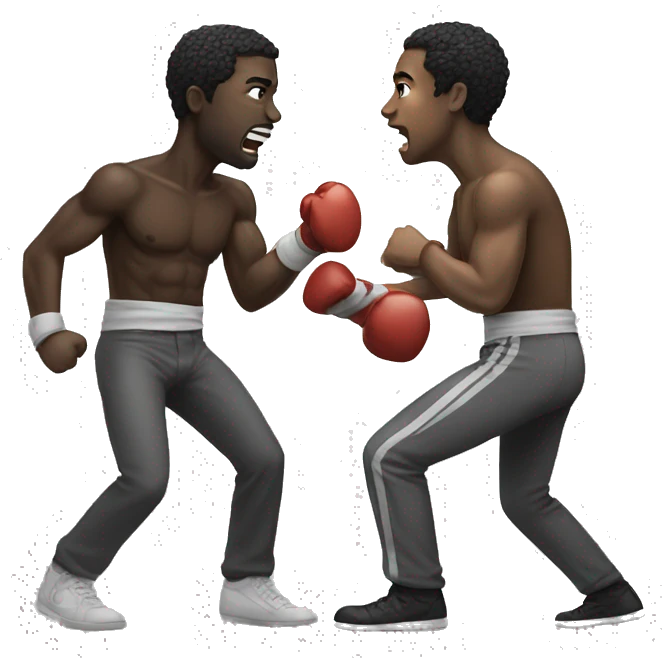 black and white man fighting emoji