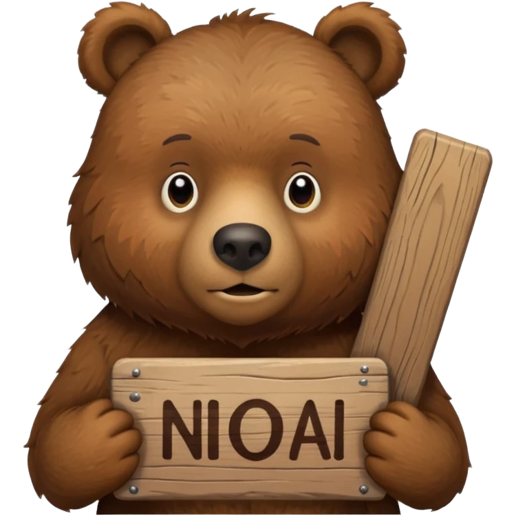 bear with sign in hand that says “no ai😢” emoji