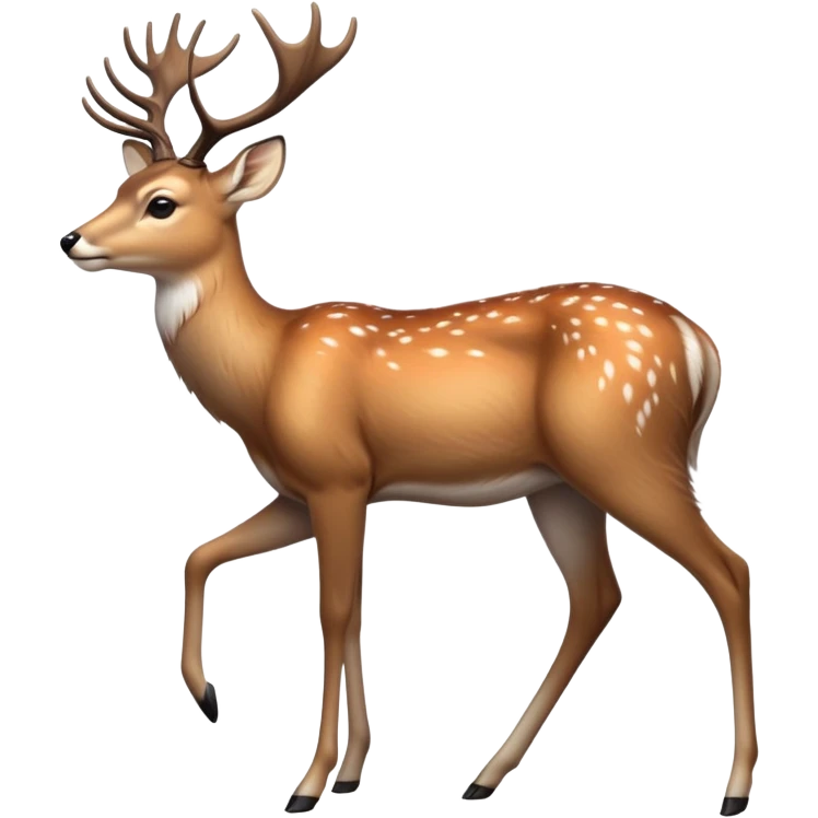 cinematic-noble [deer]-realistic-full-body-standing on all fours-emoji,-tail-tucked-close,-head-tilted-dramatically,-sleek-[fawn]-fur,-simplified-yet-realistic-focused-features,-highly-detailed,-glowing-with-an-almost-sarcastic-glow big antlers emoji