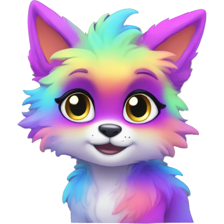 Colorful gradient-Sparkle-nebula-fursona anthropomorphic furry full body emoji