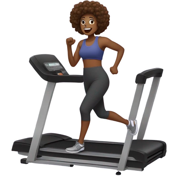 black woman on treadmill singing emoji