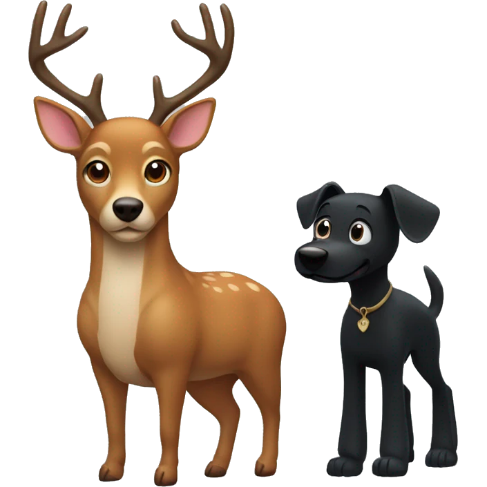 Deer and black dog emoji