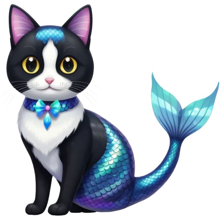 mermaid tuxedo cat emoji
