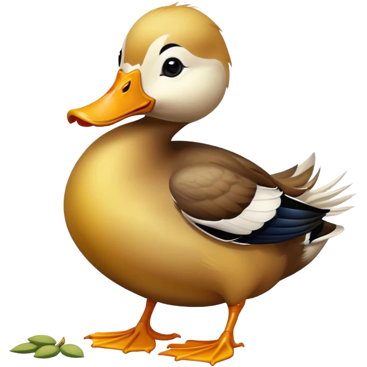 a duck holding a sunflower seed in its beak emoji