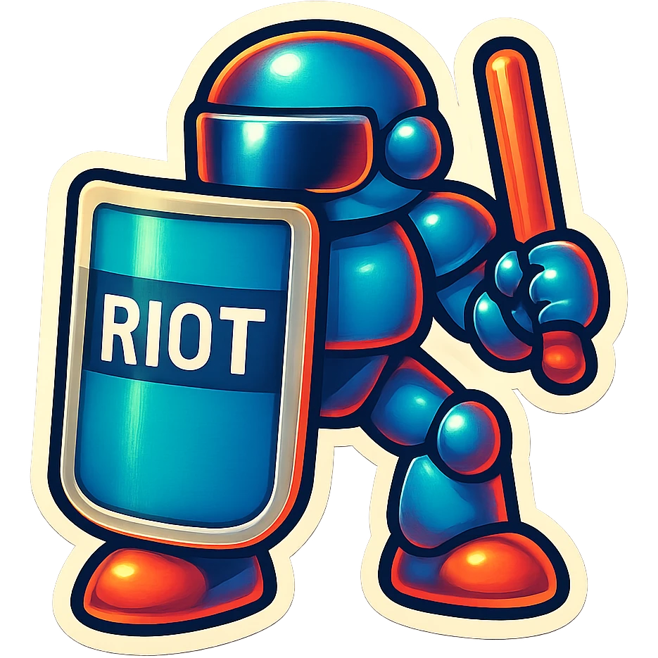 Lets do something else now. can you show me a riot shield robot emoji