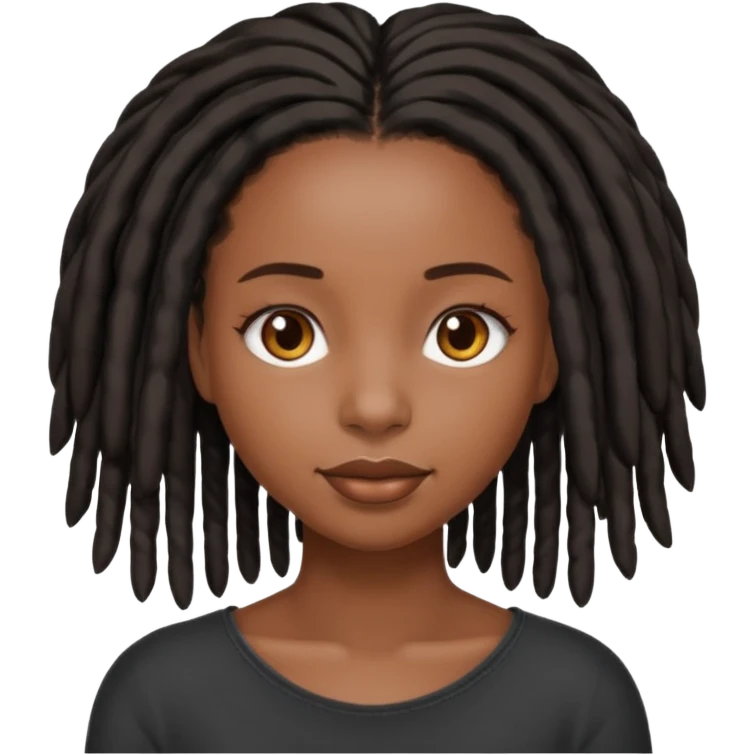 a pretty black girl with black shoulder lengh locs emoji