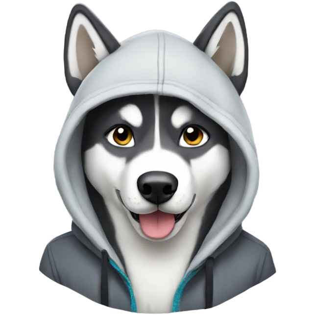 husky wearing a hoodie emoji