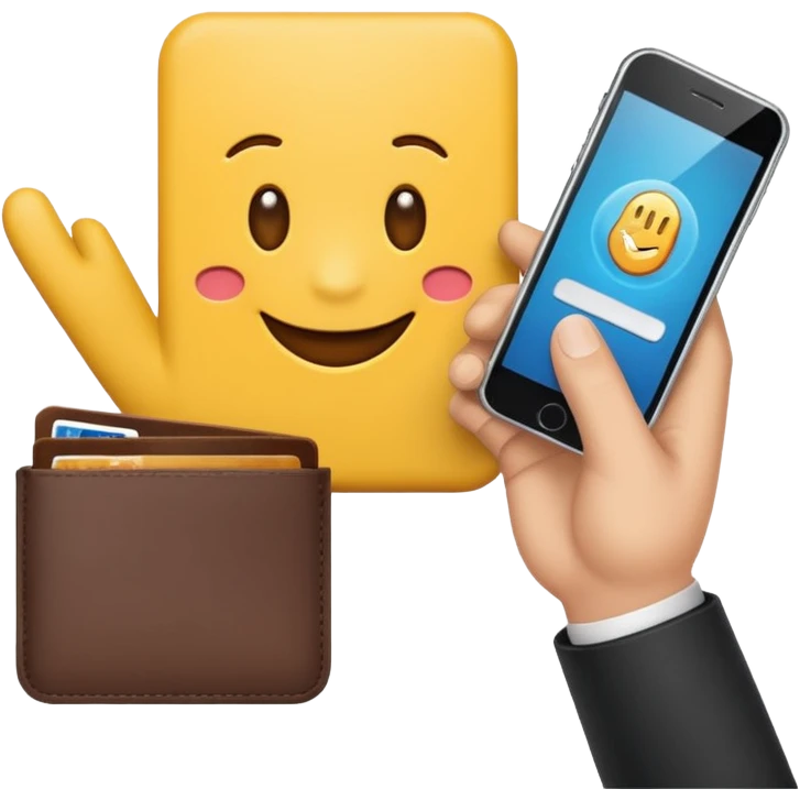 waving hand emoji next to digital wallet inviting user to connect their wallet emoji