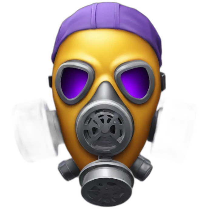 gas mask strong guy with purple fire emoji