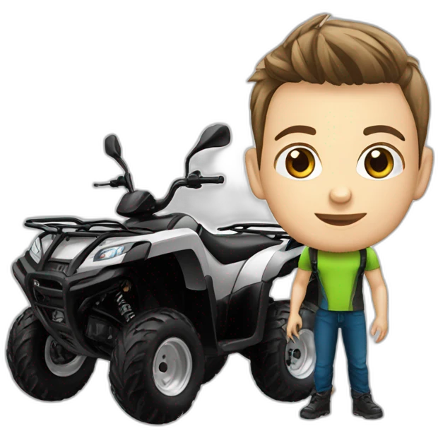 Young man with atv quad cfmoto emoji