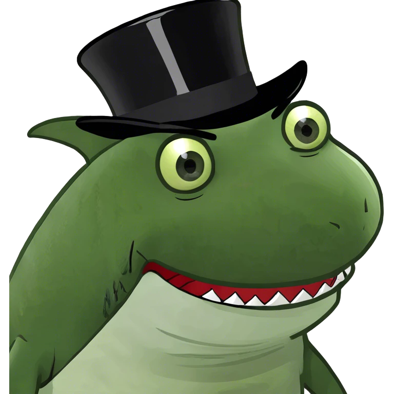 Shark with a top hat emoji