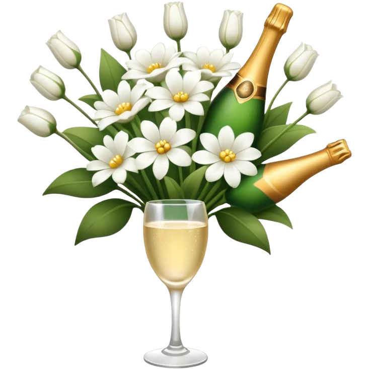 arranjos de flores num buque cor champagne e branco   emoji