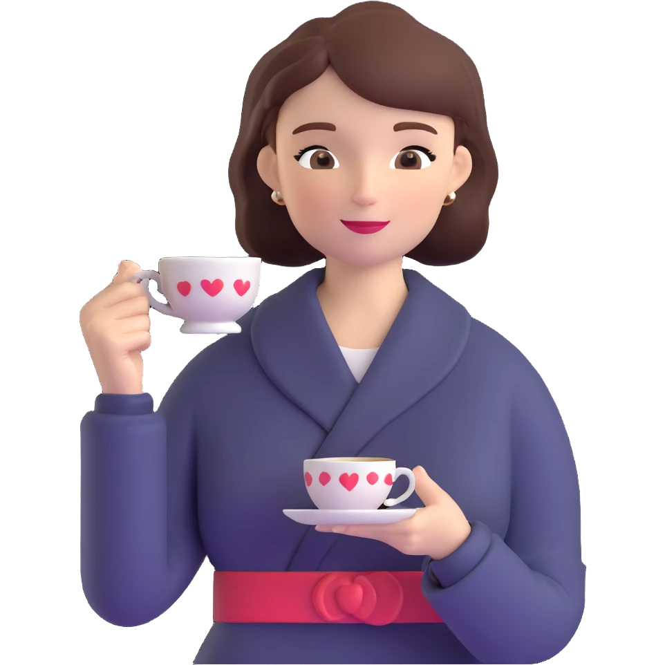 Sophisticated British woman holding teacup in one hand with perfect posture and refined gesture emoji