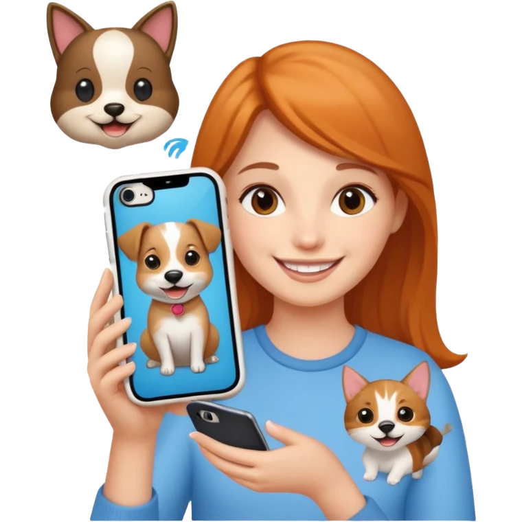 girl holding an iphone case with pets emoji