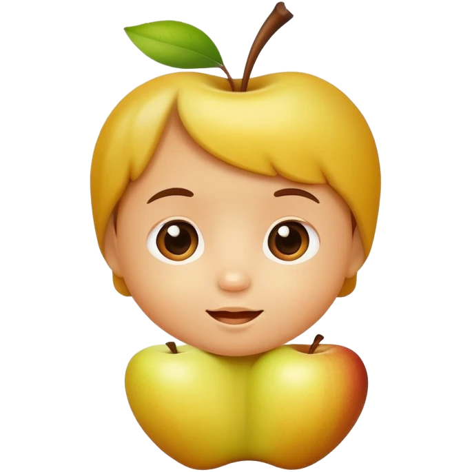 yellow-brown apple with baby face emoji