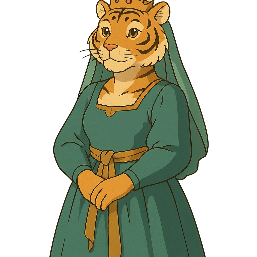 tiger human princess, ghibli style emoji