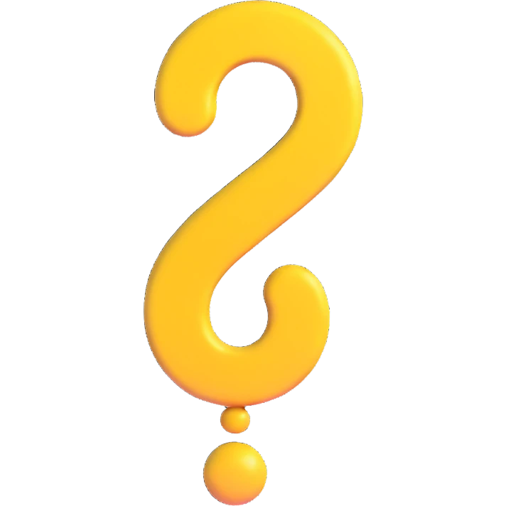 a bold question mark encircled, shiny and playful, 3D emoji style, no text emoji