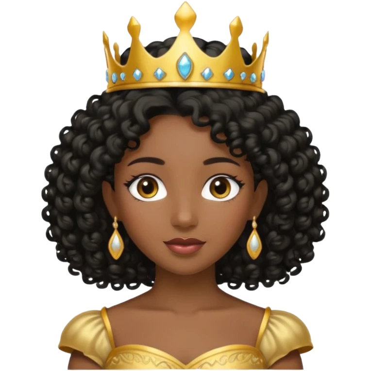 balck princess with black curly hair and a golden tiara emoji