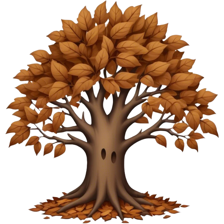 leafless tree with pile of leaves below preparing for winter releasing old emoji
