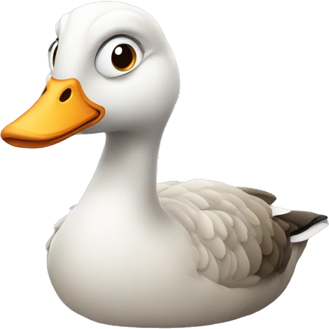 lazy goose who is coding The goose should look like a nerd emoji
