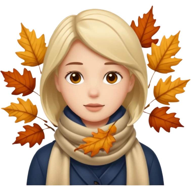 🧣🍂🍁 Wrapped in a scarf under falling leaves emoji