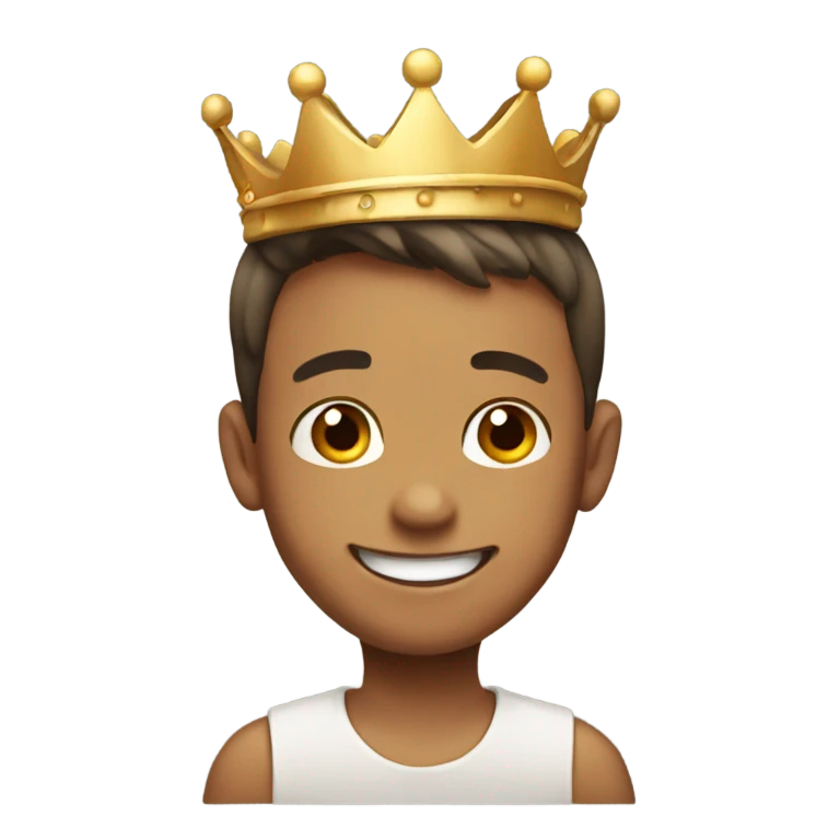 smiling boy with crown emoji