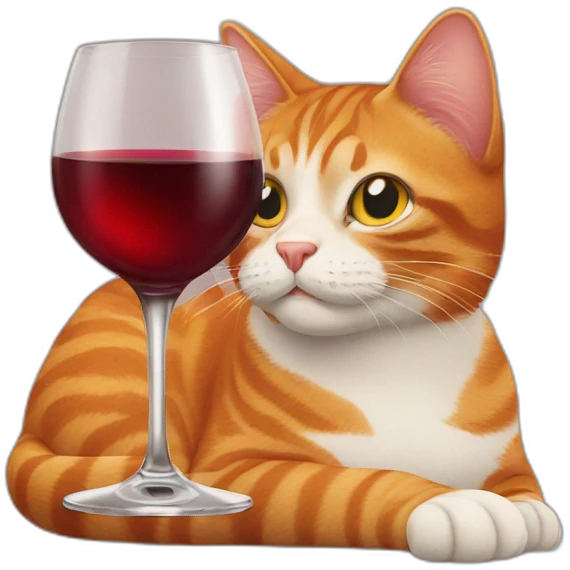 Ginger cat drinking red wine emoji