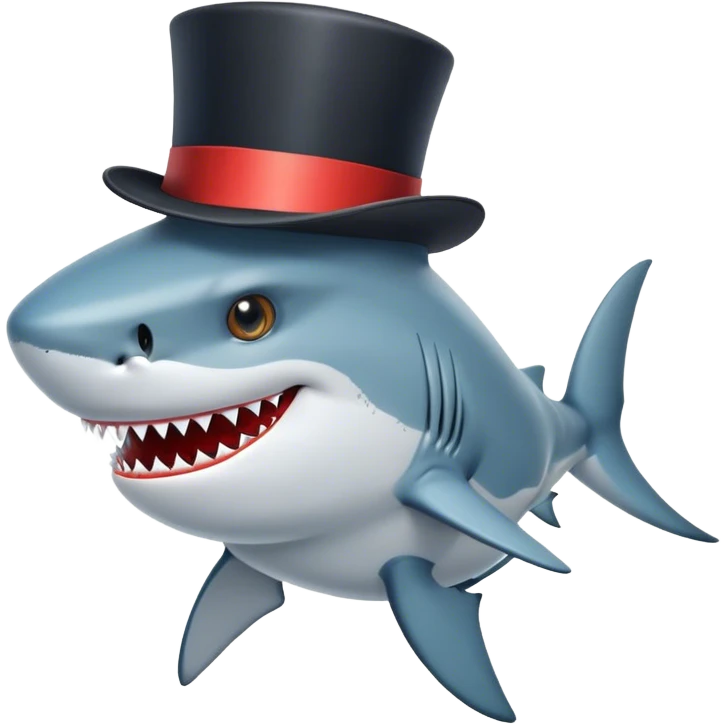 Shark with a top hat emoji