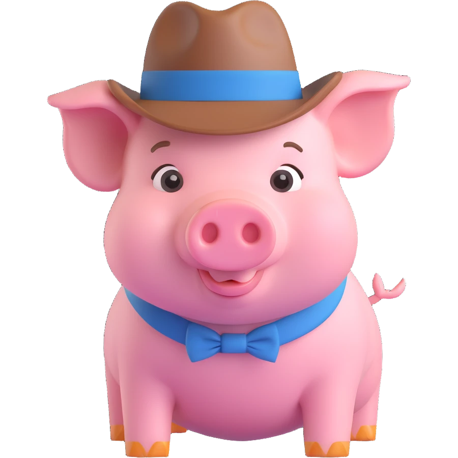 pig wearing a fedora emoji