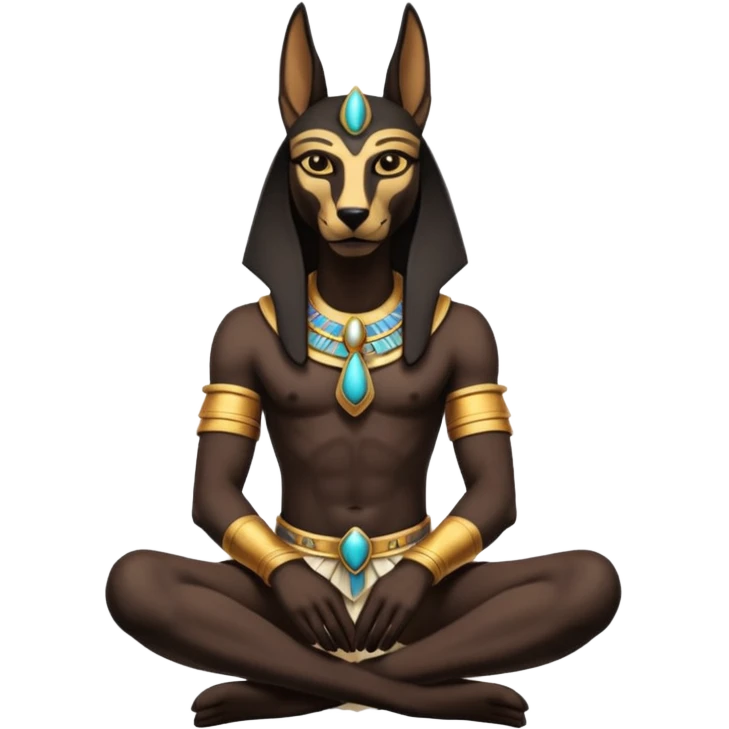 Ancient style lavishly adorned rugged anubis young staged formally sitting posed  emoji