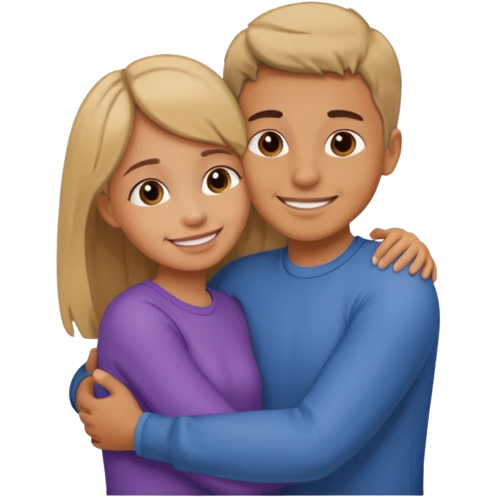 Texte ´Gros câlin’, en dessous un homme serre sa sœur dans ses bras emoji