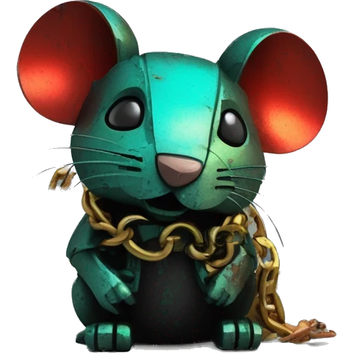 Black red gold green cyan rusty grunge effect scratched patina rat mouse puppy scorpion tail stinger gangsta gangster hip hop gold chain mechanical rusted cyborg pixel 3d render low poly emoji