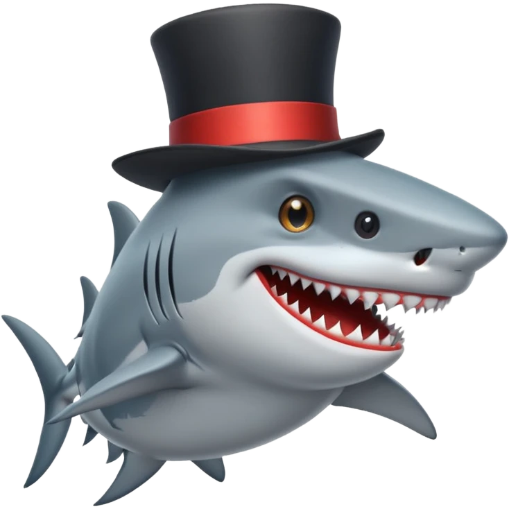 Shark with a top hat emoji