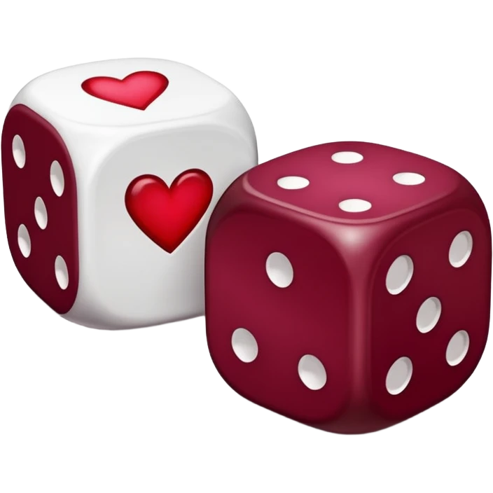 two dices in with burgundy red heart details emoji