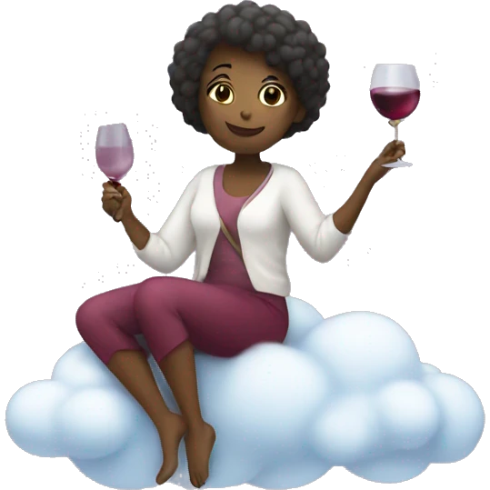 Girl drinking wine sitting on a cloud emoji