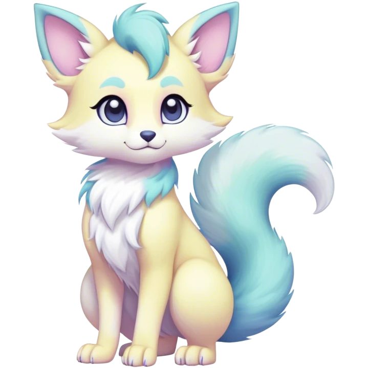 Kawaii bright fantasy ethereal anthro fursona Fakemon with tufted tail  emoji