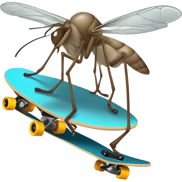 Generate a mosquito doing skating on skateboard emoji