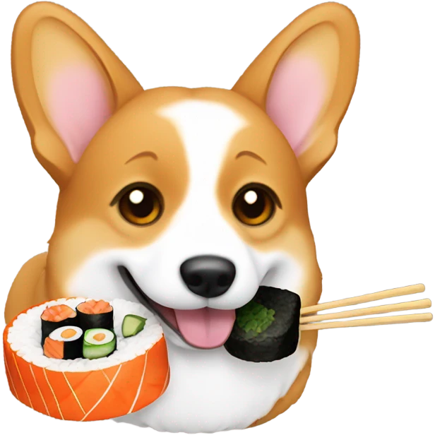 Corgi eating sushi emoji