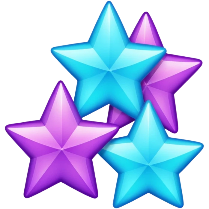 glitter purple and cian 3 stars emoji