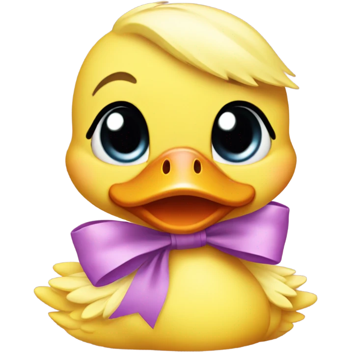 Baby duck wearing a bow on head emoji